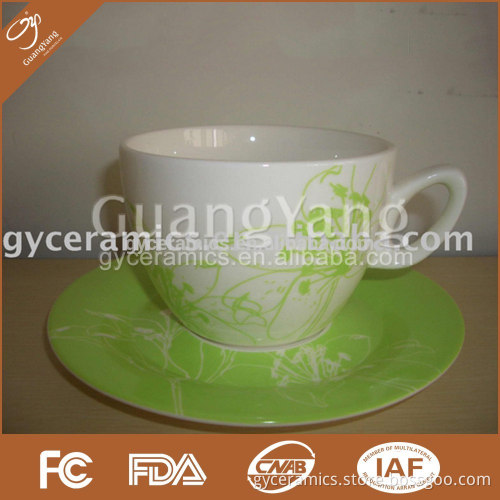 S/6 strengthened bone china tea cup(250cc, CJ shape) & saucer in round gift box